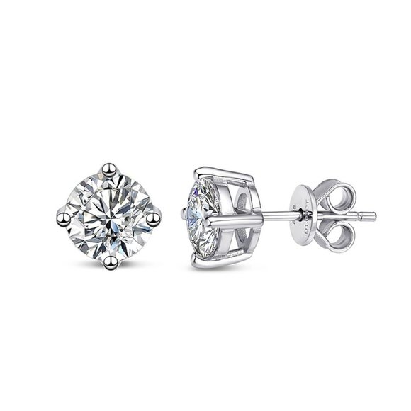 Certified 2ct. t.w. Moissanite Diamond 4 Prone Solitaire Stud Earrings NEW - Picture 11 of 16